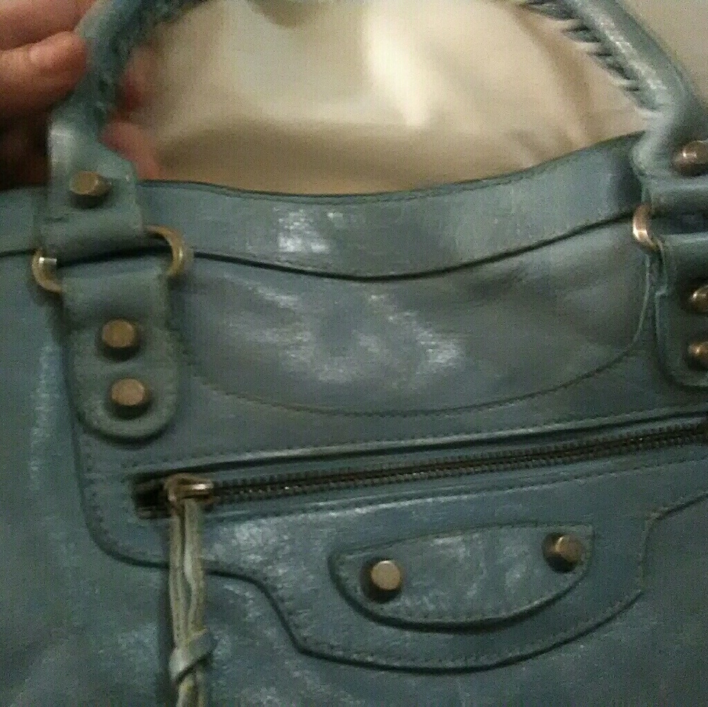 Authentic Balenciaga light blue classic city